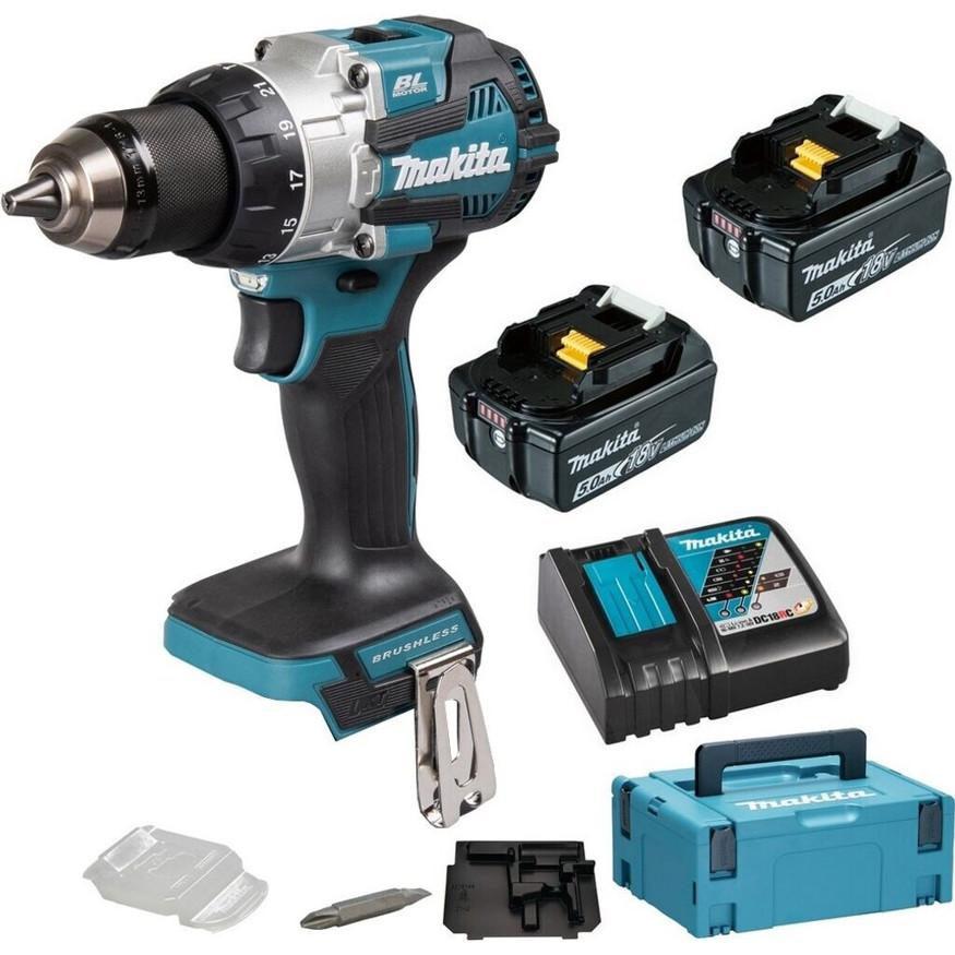 Makita - DHP489RTJ - Akku-Schlagbohrschrauber - 18V, 2-Gang, mit 2 Akkus
