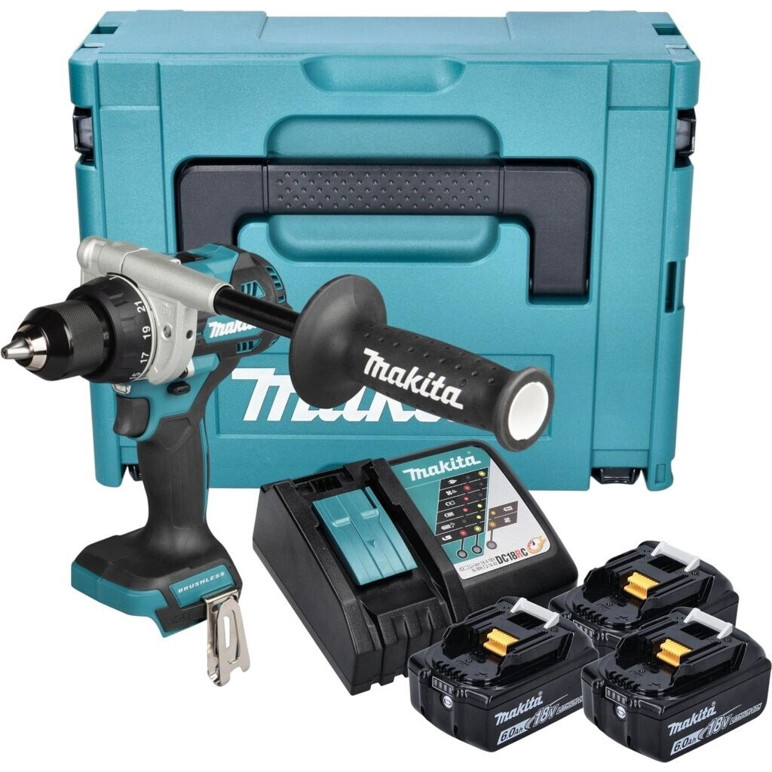 Makita - DDF492RG3J - Akku-Schlagbohrschrauber - bürstenloser EC-Motor, 130 Nm, mit 3 Akkus