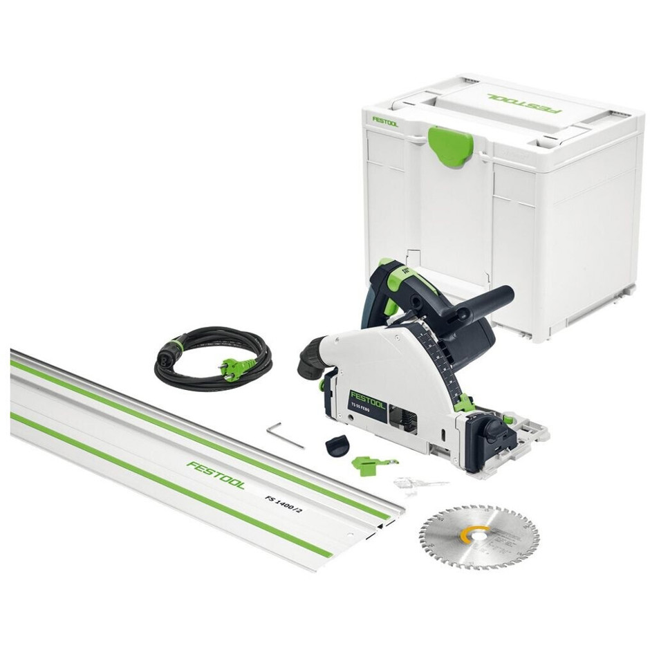 Festool - TS 55 FEBQ-Plus-FS - 577010 - Tauchsäge - 1200 W, 160 mm Sägeblattdurchmesser, mit Führungsschiene